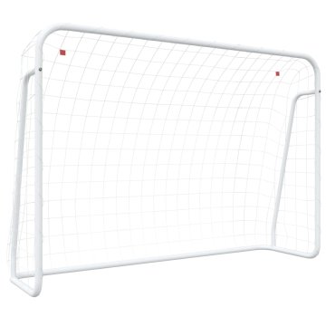 Vidaxl Nogometni gol z mrežo bel 214x75x152 cm jeklo in poliester