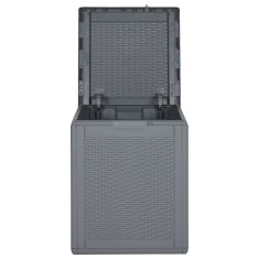 Vidaxl Vrtna škatla siva PP ratan 90 L
