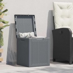 Vidaxl Vrtna škatla siva PP ratan 90 L