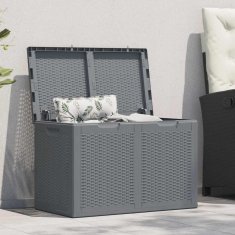 Vidaxl Vrtna škatla siva PP ratan 180 L