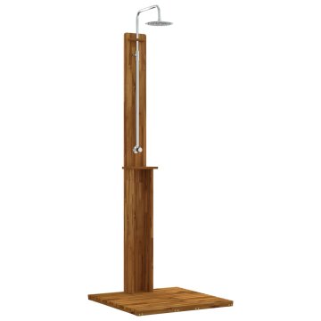 Vidaxl Zunanji tuš 217 cm Trdna akacijeva les in nerjavna stole