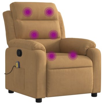 Vidaxl Masažni naslanjač rjav žamet