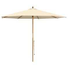 Vidaxl Vrtni dežnik Ø 300 x 248 cm Trdna Eukaliptusova Les Kremno bela