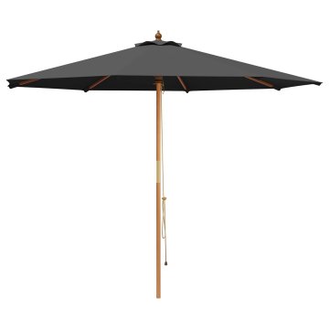 Vidaxl Vrtni dežnik Ø 300 x 248 cm Trdna Eukaliptusova Les Antracit