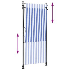 Vidaxl Zunanje rolo senčilo modro in belo 100x270 cm tkanina in jeklo