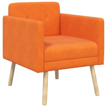 Vidaxl Fotelj Oranžna Tkanina iz rebrastega žameta