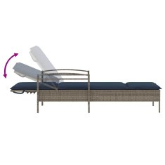 Vidaxl Ležalnik z blazino siv 63x200x81 cm poli ratan