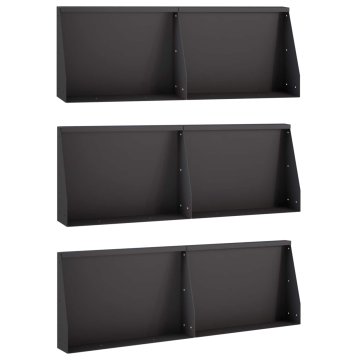 Vidaxl Zadrževanje stene 6 kos 60 x 12 x 30 cm Jeklo Črna