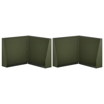 Vidaxl Zadrževanje stene 2 kos 50 x 50 x 50 cm Jeklo Olivno zelena