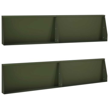 Vidaxl Zadrževanje stene 4 kos 100 x 12 x 40 cm Jeklo Olivno zelena