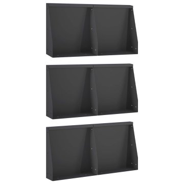 Vidaxl Zadrževanje stene 6 kos 40 x 12 x 50 cm Jeklo Črna