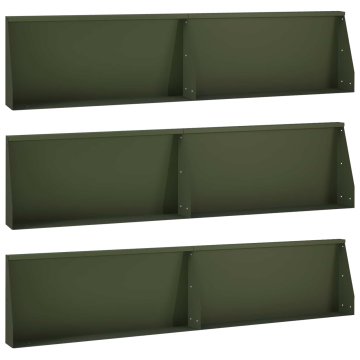 Vidaxl Zadrževanje stene 6 kos 100 x 12 x 50 cm Jeklo Olivno zelena