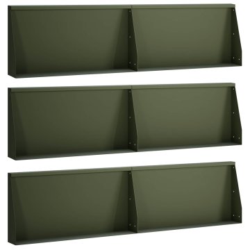 Vidaxl Zadrževanje stene 6 kos 80 x 12 x 40 cm Jeklo Olivno zelena