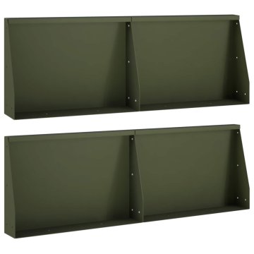 Vidaxl Zadrževanje stene 4 kos 60 x 12 x 40 cm Jeklo Olivno zelena