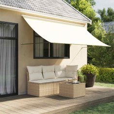 Vidaxl Zložljiva tenda krem 300x150 cm tkanina in jeklo