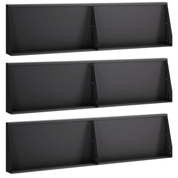 Vidaxl Zadrževanje stene 6 kos 80 x 12 x 50 cm Jeklo Črna