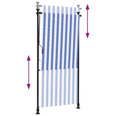 Vidaxl Zunanje rolo senčilo modro in belo 120x270 cm tkanina in jeklo