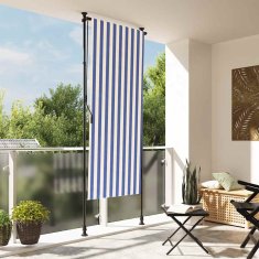 Vidaxl Zunanje rolo senčilo modro in belo 120x270 cm tkanina in jeklo