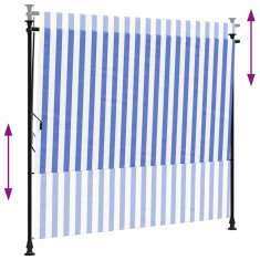 Vidaxl Zunanje rolo senčilo modro in belo 200x270 cm tkanina in jeklo