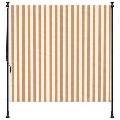 Vidaxl Zunanje rolo senčilo oranžno in belo 200x270 cm tkanina jeklo