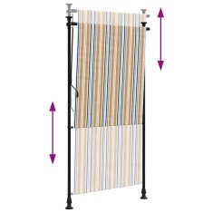 Vidaxl Zunanje rolo senčilo rumeno in belo 120x270 cm tkanina in jeklo