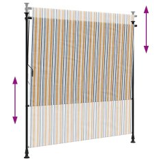 Vidaxl Zunanje rolo senčilo rumeno in belo 150x270 cm tkanina in jeklo
