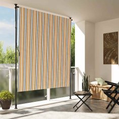 Vidaxl Zunanje rolo senčilo rumeno in belo 150x270 cm tkanina in jeklo