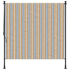 Vidaxl Zunanje rolo senčilo rumeno in belo 200x270 cm tkanina in jeklo