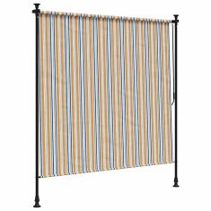 Vidaxl Zunanje rolo senčilo rumeno in belo 200x270 cm tkanina in jeklo