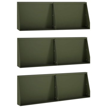 Vidaxl Zadrževanje stene 6 kos 60 x 12 x 40 cm Jeklo Olivno zelena