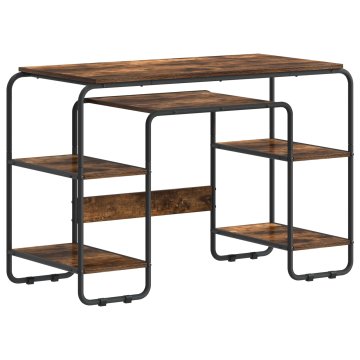 Vidaxl Miza s shrambo Dimljen hrast 113.5 x 52 x 75.5 cm