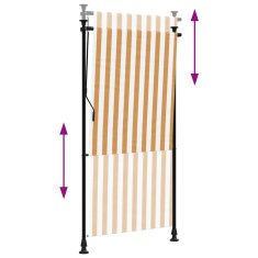 Vidaxl Zunanje rolo senčilo oranžno in belo 120x270 cm tkanina jeklo
