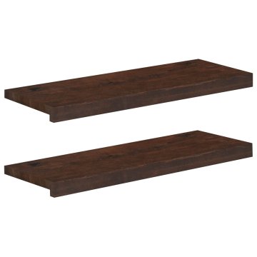 Vidaxl Stopnice 2 kos 70 x 25 x 2 cm Temno rjava Trda bukovina