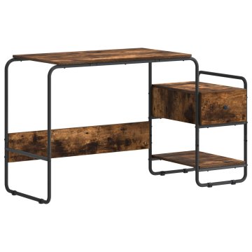 Vidaxl Miza s shrambo Dimljen hrast 131,5 x 50 x 75,5 cm