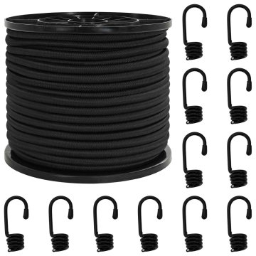 Vidaxl Bungee vrvi s kljukami 80 mm Črna PP in guma
