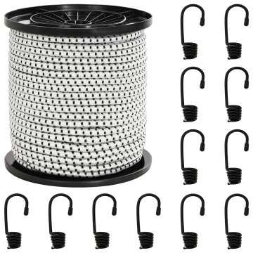 Vidaxl Bungee vrvi s kljukami 40 mm Črna in bela PP in guma