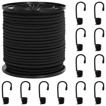 Vidaxl Bungee vrvi s kljukami 40 mm Črna PP in guma