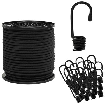 Vidaxl Bungee vrvi s kljukami 40 mm Črna PP in guma