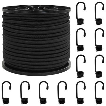 Vidaxl Bungee vrvi s kljukami 100 mm Črna PP in guma