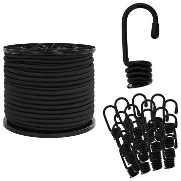 Vidaxl Bungee vrvi s kljukami 80 mm Črna PP in guma