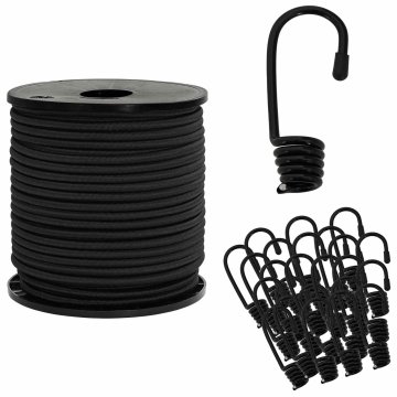 Vidaxl Bungee vrvi s kljukami 60 mm Črna PP in guma