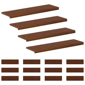 Vidaxl Stopnice 16 kos 90 x 25 x 2 cm Temno rjava Masivno hrastovo les