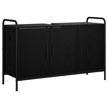 Vidaxl Kopalniška omarica Črni hrast 95 x 34 x 61 cm Inženirski les