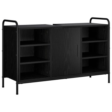 Vidaxl Kopalniška omarica Črni hrast 95 x 34 x 61 cm Inženirski les