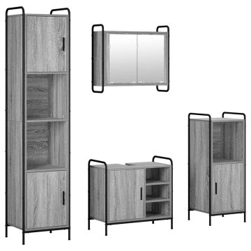 Vidaxl Komplet omaric za kopalnico 4 kos Siva Sonoma 40 x 36 x 181 cm
