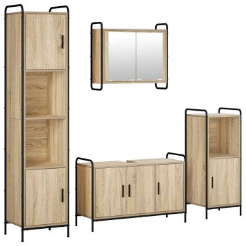 Vidaxl Komplet omaric za kopalnico 4 kos Sonoma hrast 40 x 36 x 181 cm