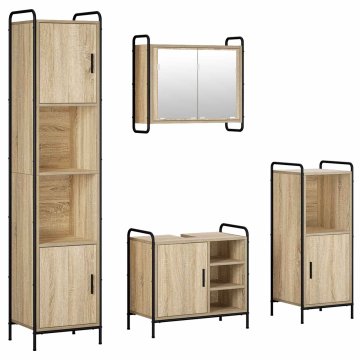 Vidaxl Komplet omaric za kopalnico 4 kos Sonoma hrast 40 x 36 x 181 cm