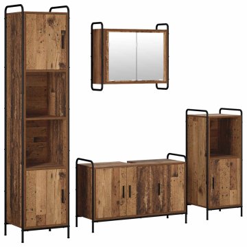Vidaxl Komplet omaric za kopalnico 4 kos Star les 40 x 36 x 181 cm