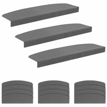 Vidaxl Podloge za stopnice 15 kos 56 x 17 x 3 cm Svetlo siva Poliester