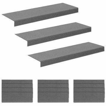 Vidaxl Podloge za stopnice 15 kos 65 x 21 x 4 cm Svetlo siva Poliester